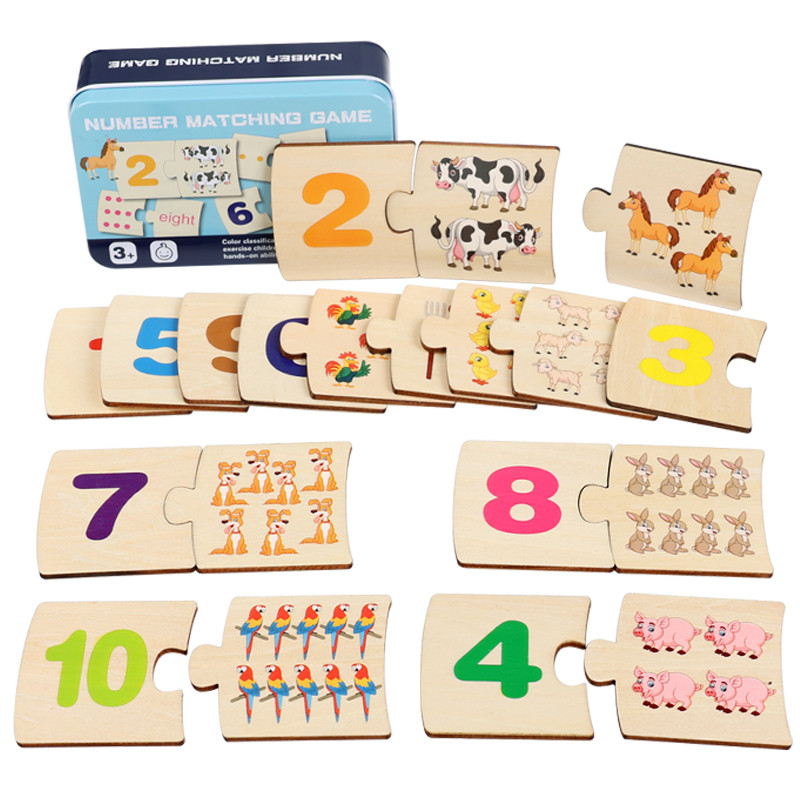 Board Game With Questions - เกมฝึกทักษะการคิดเชิงตรรกะสำหรับเด็ก กล่องเหล็กตัวเลข จับคู่สัตว์ไม้ อาหาร ปริศนา ฝึกการเรียนรู้