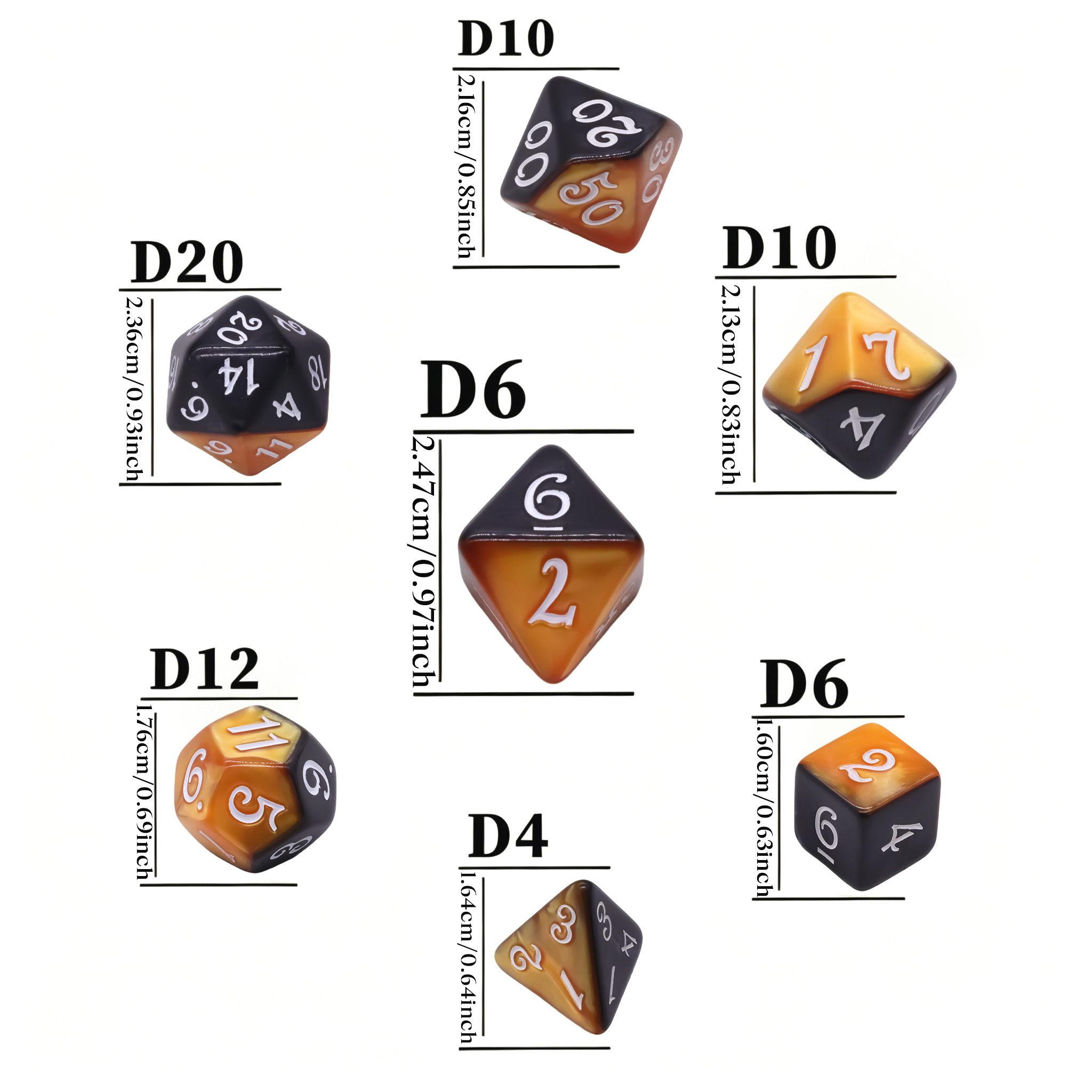 ชุดลูกเต๋าเรซินสีดำส้มลาวา 7 ช - Board Game Night บทวิจารณ์และราคา