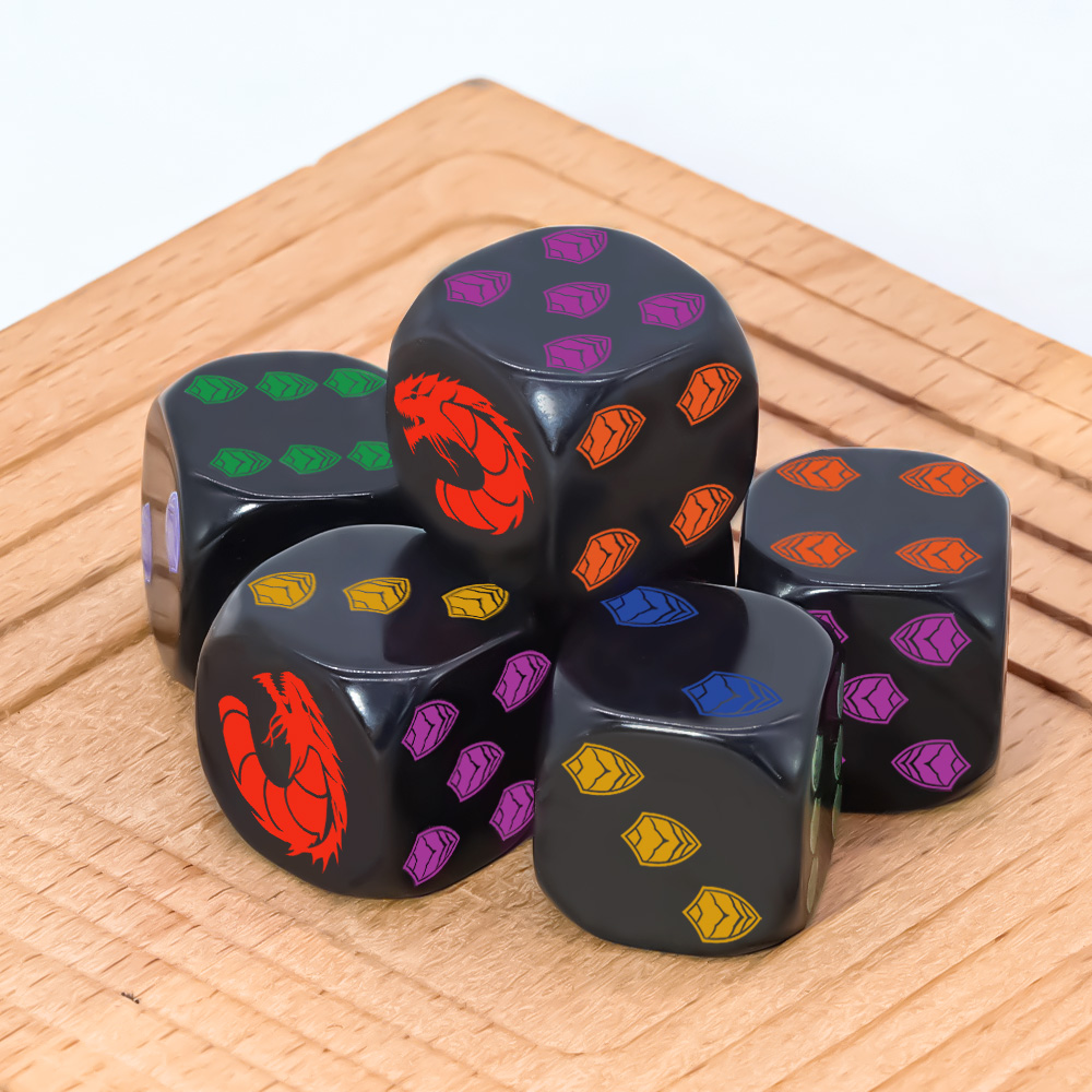 ชุดลูกเต๋า 6 ชิ้น ลายตราโล่ห์ม - Board Game Night บทวิจารณ์และราคา