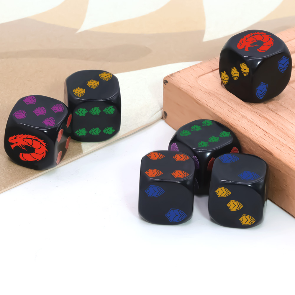 ชุดลูกเต๋า 6 ชิ้น ลายตราโล่ห์ม - Board Game Night บทวิจารณ์และราคา